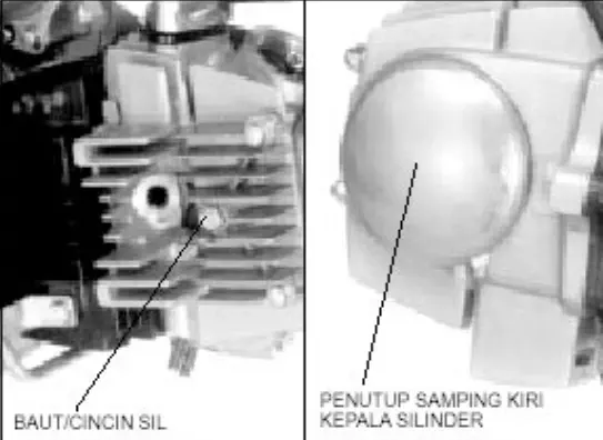 pembongkaran penutup kepala silinder pada bagian samping kiri dan samping kanan mesin